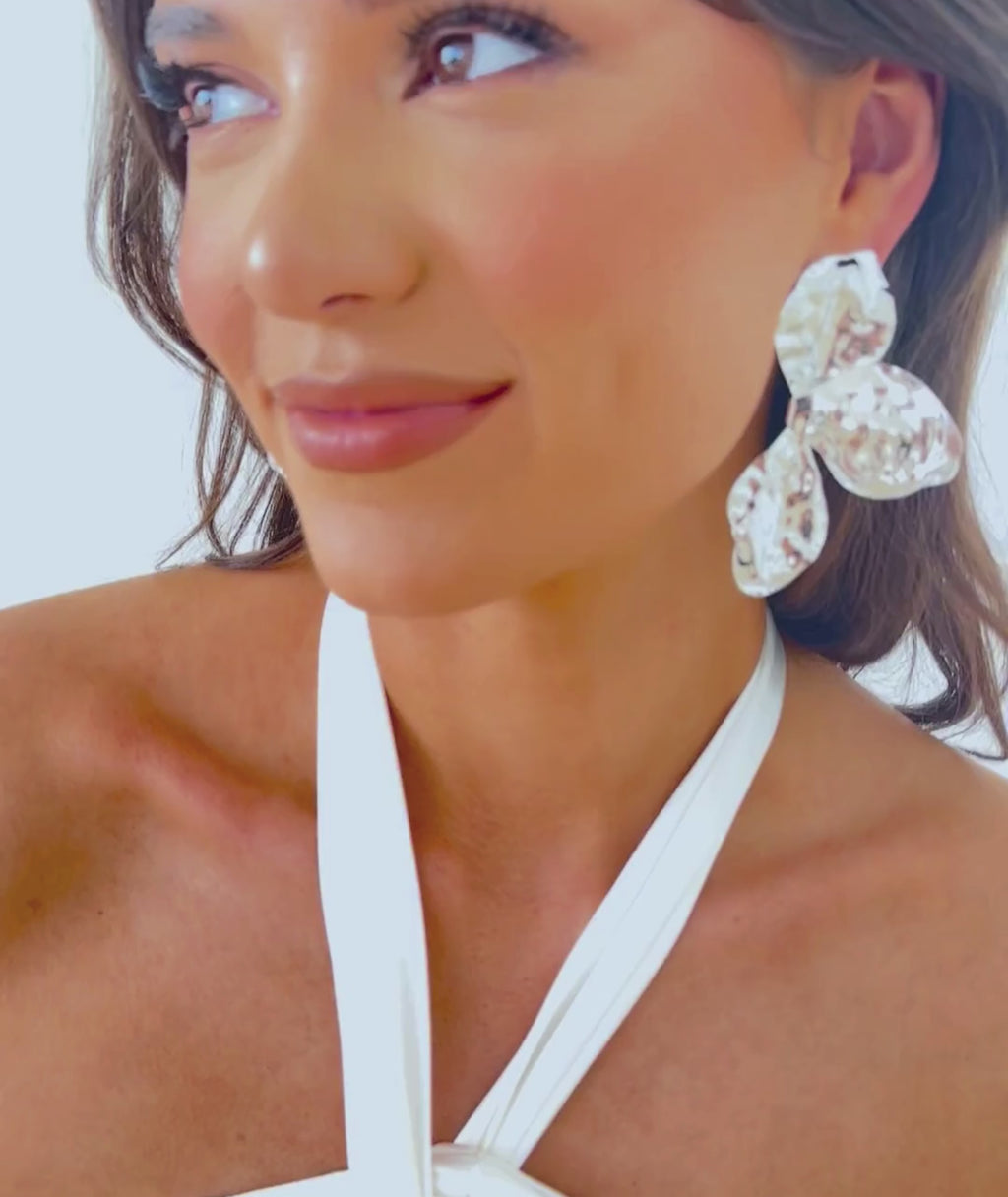 Hammered Fan Earrings - Silver